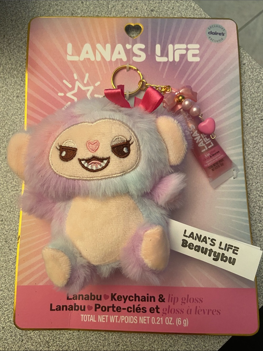 Lana's Life Lanabu Plush Keychain with Pink Lip Gloss